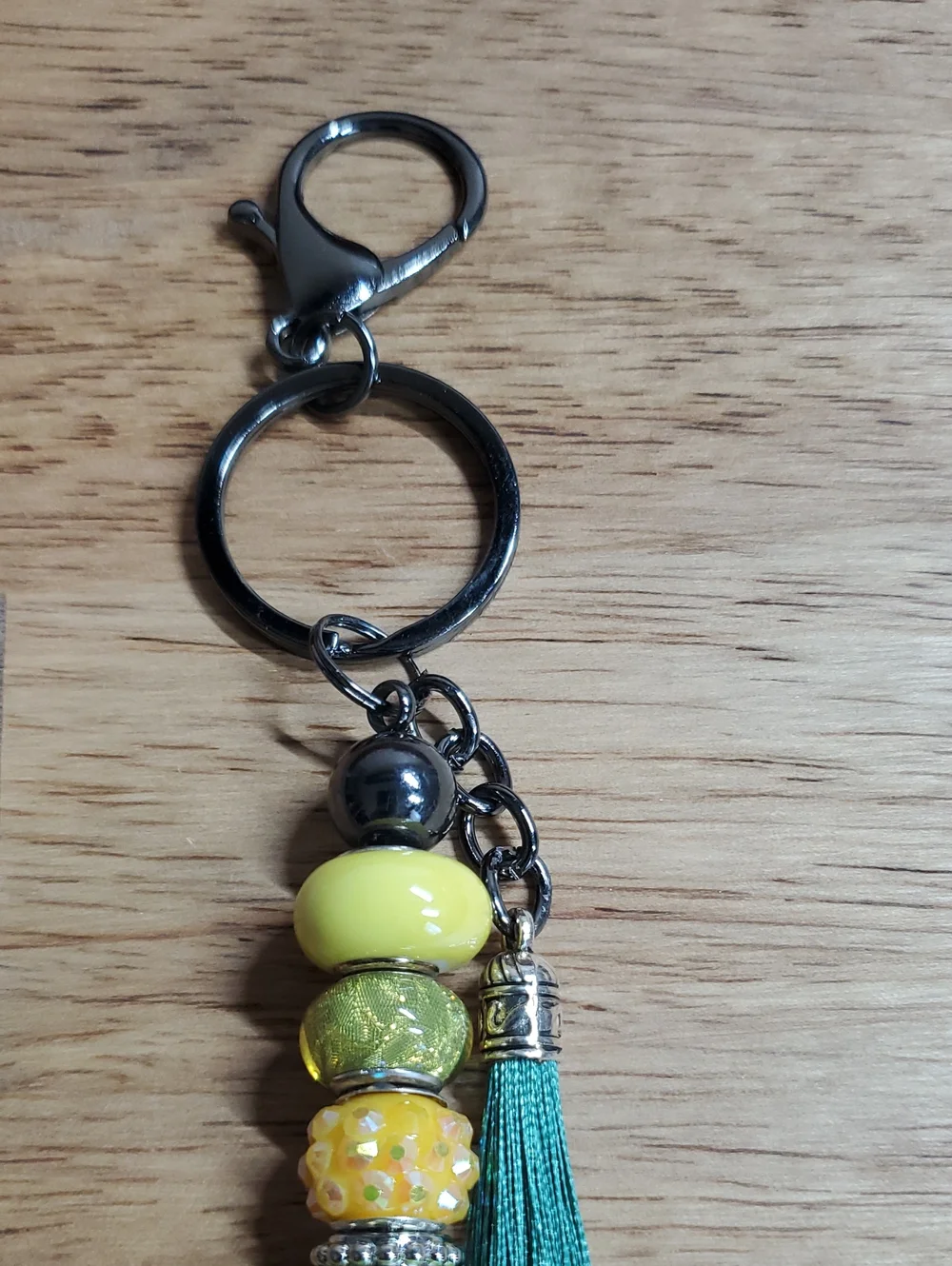 Beaded Tassel Keychain - Yellow & Teal